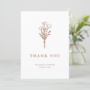 Blommigten Bouquet Bröllop med minimalistisk terra Tack Kort