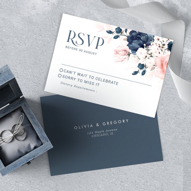 Blommigten Bouquet Bröllop RS för marinblått och   OSA Kort (Skapare uppladdad)