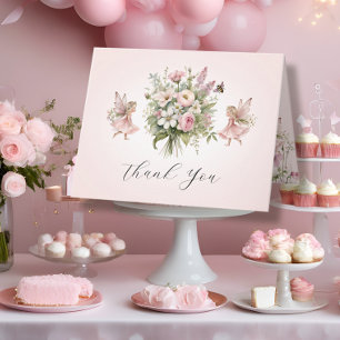 Blommigten Bouquet Flicka Tack Kort