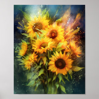 Blommigten Bouquet Illustration Poster