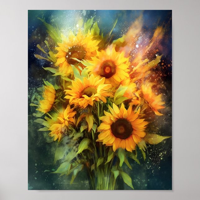 Blommigten Bouquet Illustration Poster (Framsidan)