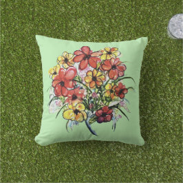 Blommigten Bouquet med naturliga Wildblommor Water Kudde