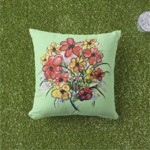 Blommigten Bouquet med naturliga Wildblommor Water Kudde