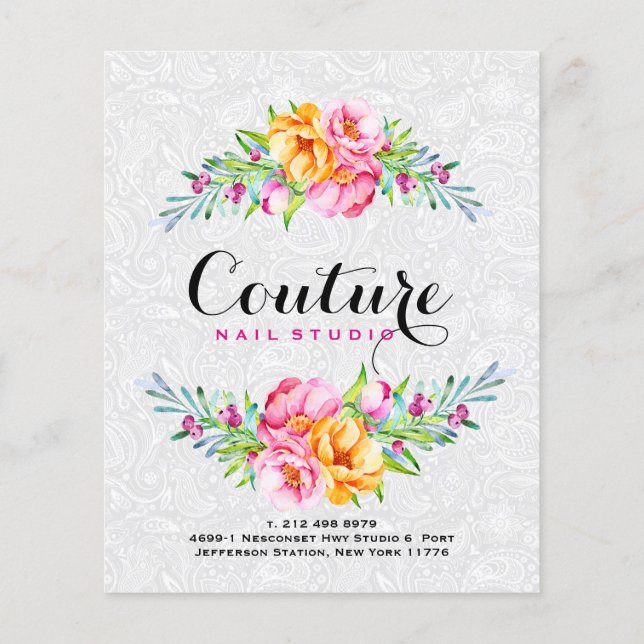 Blommigten Bouquet Ram med färgämnen Flygblad (Baksidan)