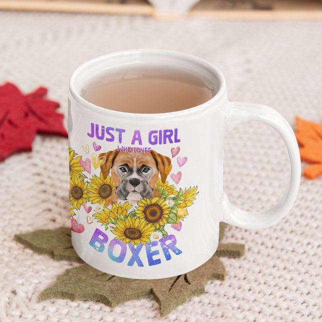 Blommigten Boxer Älskare Solros Hund Trainer Kaffemugg (Skapare uppladdad)