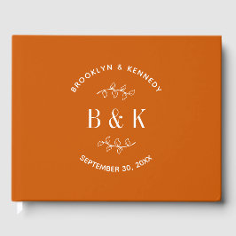 Blommigten Bränd Orange Botaniskt par Bröllop Namn Gästböcker