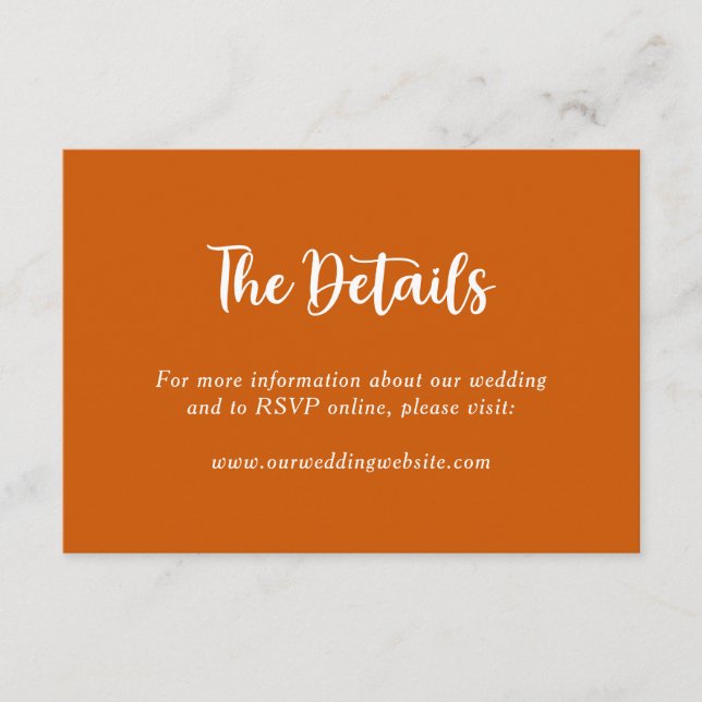 Blommigten Bränd Orange Botaniskt par Bröllop Namn Tilläggskort (Framsida)