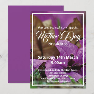 Blommigten Breakfast Event lycklig MORS DAG Inbjudningar