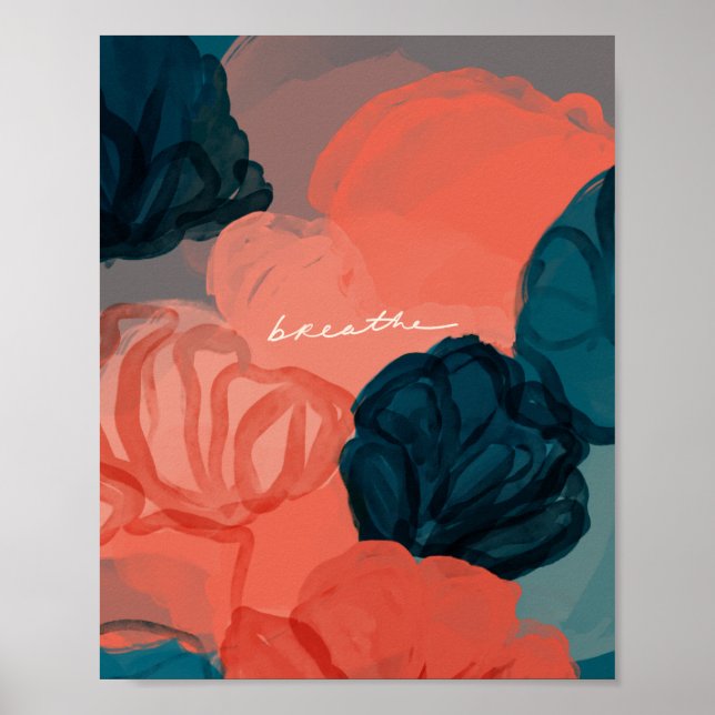 blommigten "Breathe" Abstrakt Poster (Framsidan)