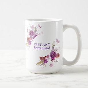 Blommigten Bridesmaid Gift Watercolor Kaffemugg