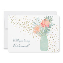 Blommigten Bridesmaid Inbjudan i Burk, fryst glasm