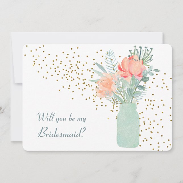 Blommigten Bridesmaid Inbjudan i Burk, fryst glasm (Framsida)