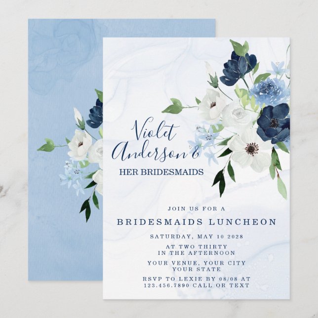 Blommigten Bridesmaids Luncheon I Inbjudningar (Fram/baksida)