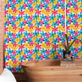 Blommigten Bright och feta Hippie Flowers Vår Tyg