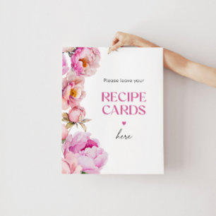 Blommigten Bright rosa lämnar receptkortet här Poster