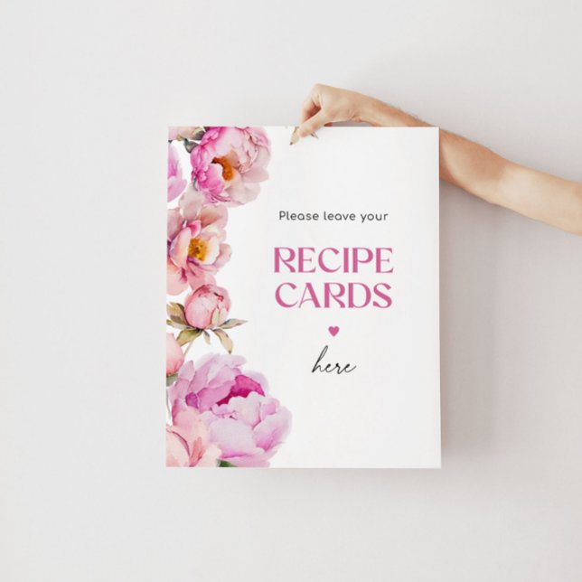 Blommigten Bright rosa lämnar receptkortet här Poster (Skapare uppladdad)