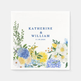 Blommigten bröllop (blått och gult) pappersservett
