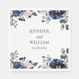 Blommigten Bröllop för marinblått och Rosa Pappersservett