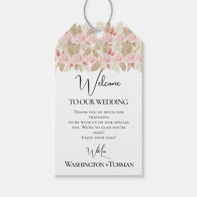 Blommigten Bröllop Gift-Märkrn i den bohemiska Chi Presentetikett (Framsidan)