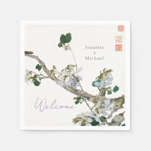 Blommigten Bröllop Giftermål minimalistisk kalligr Pappersservett
