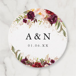 Blommigten Bröllop Guld Dust Burgundy Gåvor Etiketter