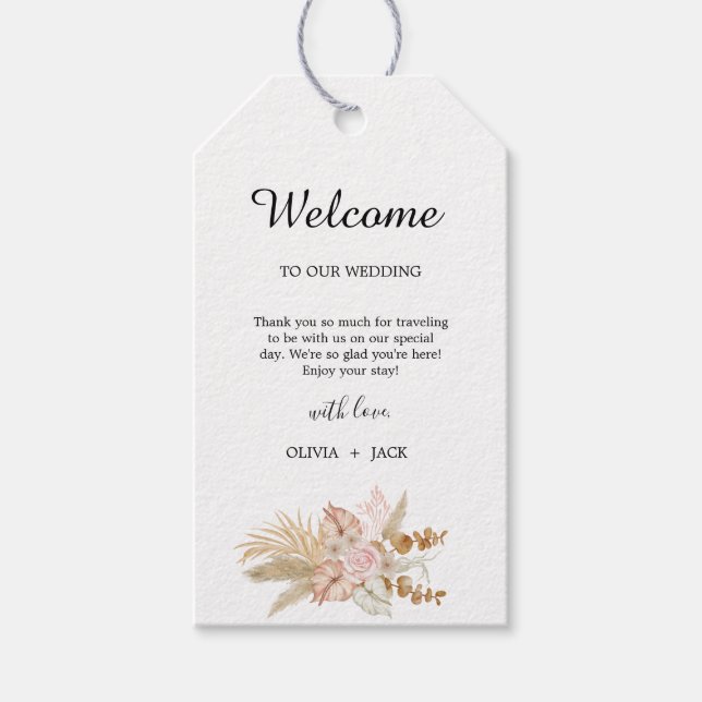 Blommigten Bröllop i den bohemiska Chicen Presentetikett (Framsidan)