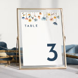Blommigten Bröllop i fetstil Elegant Bordsnummer<br><div class="desc">Vi presenterar Bröllop Bordsnummer Blommigt med feta Eleganter, ett modernt firande av naturens konst, med färgstarka vattenfärgsarrangemang för blommigt i vackra nyanser av rosa, marin och dammig blått, persika och gult med mjuk eukalyptus grey som är vackert inställd mot en ren pristine vit canvas med minimalistisk mörk blått typografi, som...</div>