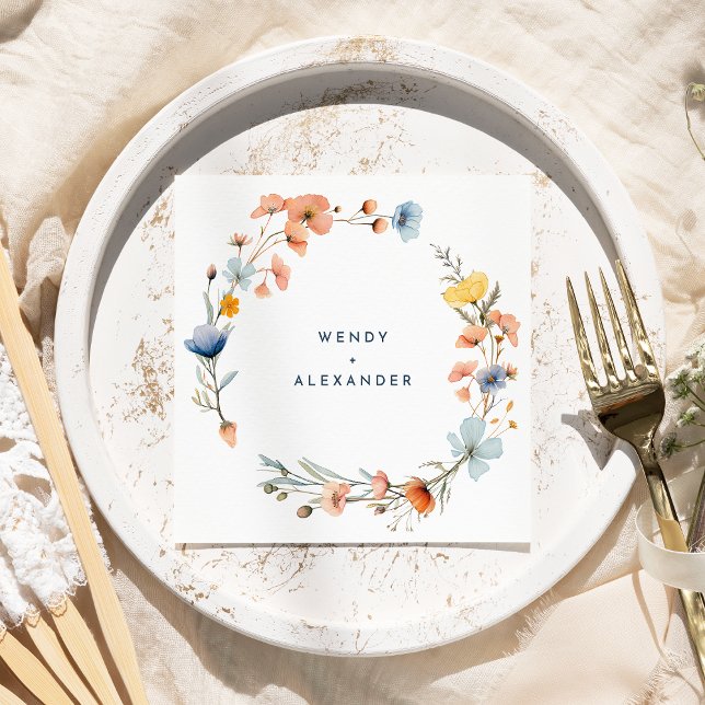 Blommigten Bröllop i fetstil Elegant Pappersservett (Skapare uppladdad)