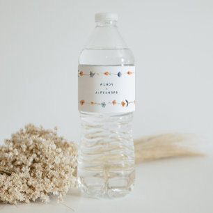 Blommigten Bröllop i fetstil Elegant Vattenflaskor Etikett