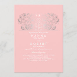  Blommigten - Bröllop i östra Romantik Silver Inbjudningar