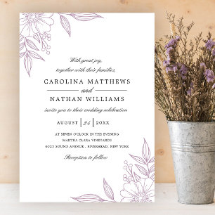 Blommigten Bröllop Lavender med enkel Elegant Inbjudningar