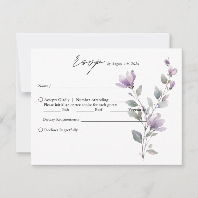 Blommigten bröllop med enkel Elegant, vattenfärg OSA Kort (Framsida)