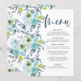 Blommigten Bröllop på Grönten Ljusblå Gult Meny