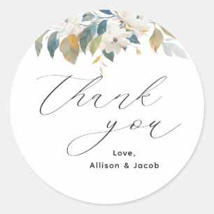 Blommigten Bröllop Tack Runt Klistermärke