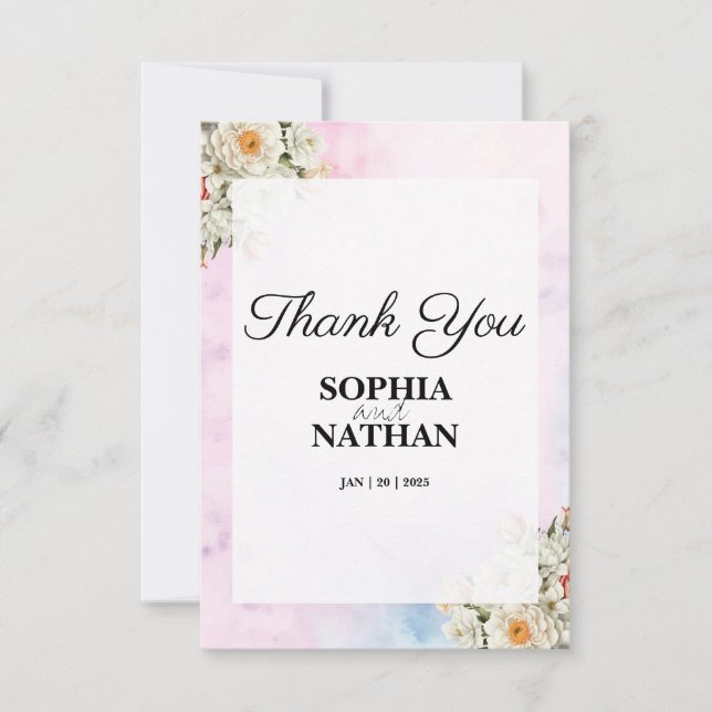  Blommigten Bröllop tackkort Tack Kort (Framsida)