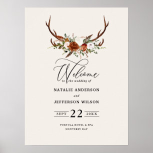 blommigten bröllop välkomstskum för terracotta-ros poster