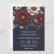 Blommigten Bröllop vid marinblått och burgundy