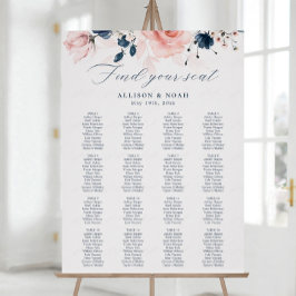 Blommigten Bröllop vid marinblått och  Rosa Poster