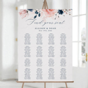Blommigten Bröllop vid marinblått och Rosa Poster