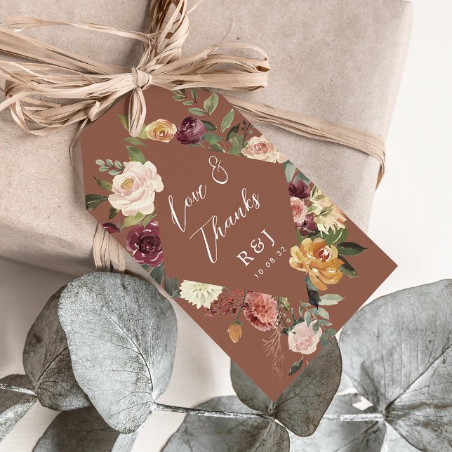 Blommigten Bröllopsförmån för Rustic Bloom Waterco Presentetikett (Skapare uppladdad)