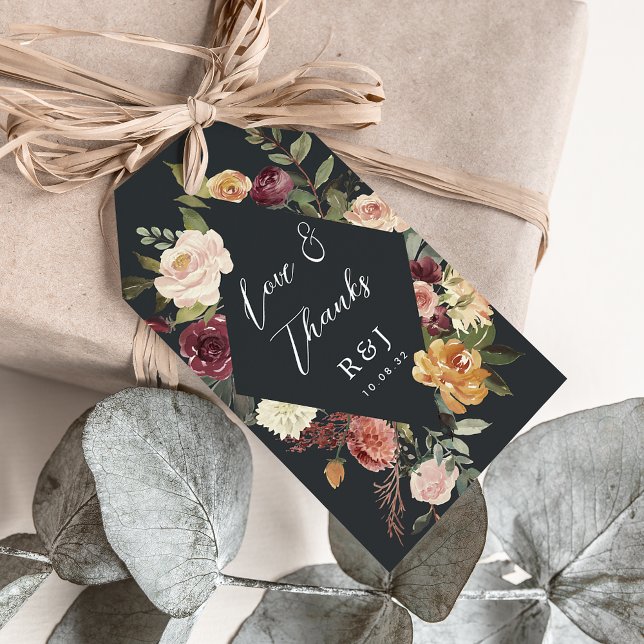 Blommigten Bröllopsförmån för Rustic Bloom Waterco Presentetikett (Skapare uppladdad)