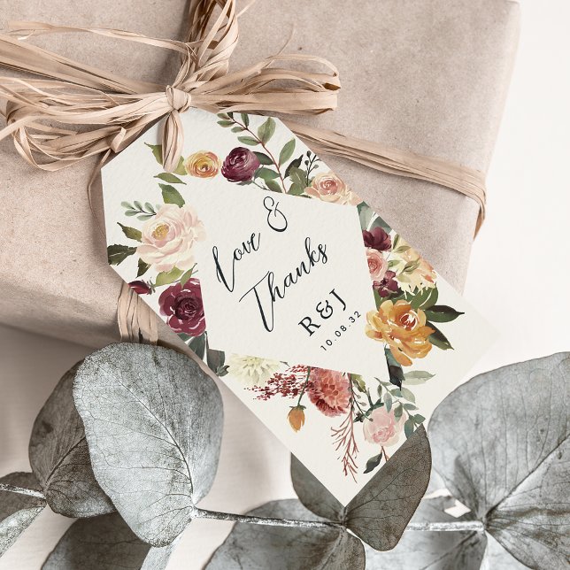 Blommigten Bröllopsförmån för Rustic Bloom Waterco Presentetikett (Skapare uppladdad)