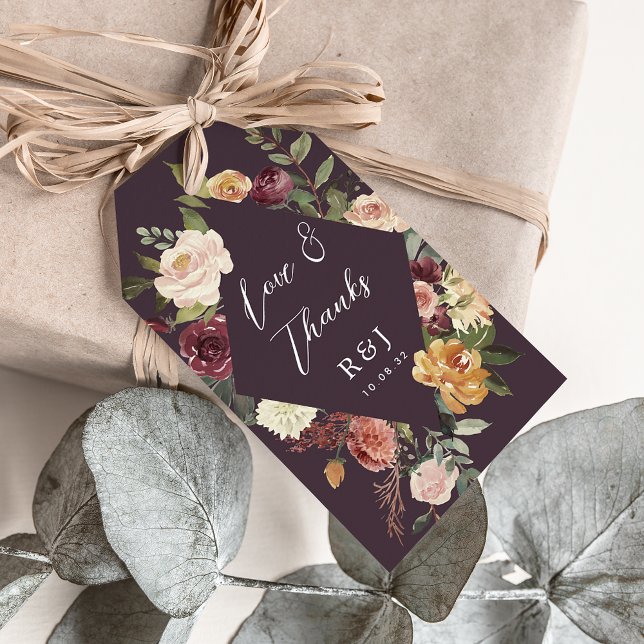 Blommigten Bröllopsförmån för Rustic Bloom Waterco Presentetikett (Skapare uppladdad)