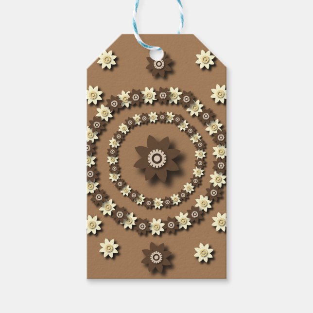 Blommigten Brown och Cream Presentetikett (Framsidan)