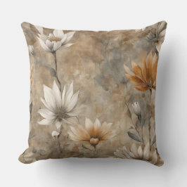 Blommigten Brown och Orange Wildblomma Kudde