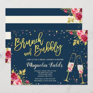 Blommigten Brunch och Bubly Inbjudningskort för mö