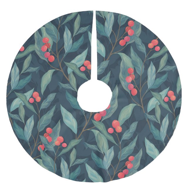 Blommigten Brushed Polyester Träd Skirt Julgransmatta Borstad Polyester (Framsidan)