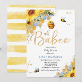 Blommigten Bubbinskö för inbjudan till Bee Baby Sh