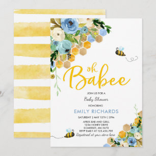 Blommigten Bubbinskö för inbjudan till Bee Baby Sh
