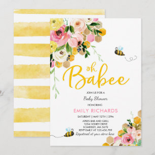 Blommigten Bubbinskö för inbjudan till Bee Baby Sh